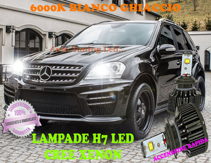 MERCEDES W164 LAMPADE H7 CREE XENON ANABBAGLIANTE 6000K BIANCO SOLO FARI ALOGENI