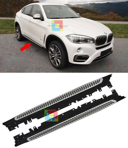 PEDANE LATERALI PER BMW X6 F16 2014+ SOTTOPORTA IN ALLUMINIO TOP QUALITA&apos; .-.