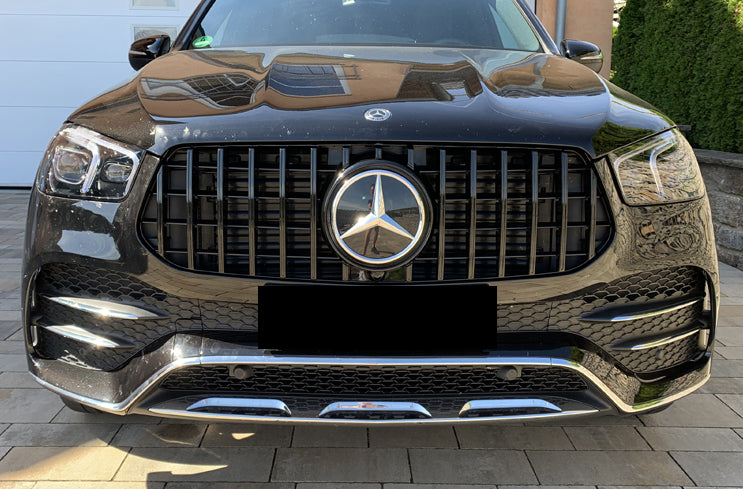 GRIGLIA ANTERIORE MERCEDES GLE W167 2019+ MASCHERINA PROFILI NERI