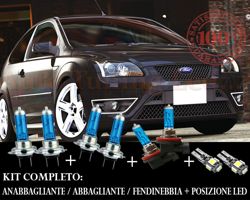 FORD FOCUS 2 2004-2011 SET COMPLETO LAMPADE BLU XENON + POSIZIONE A LED