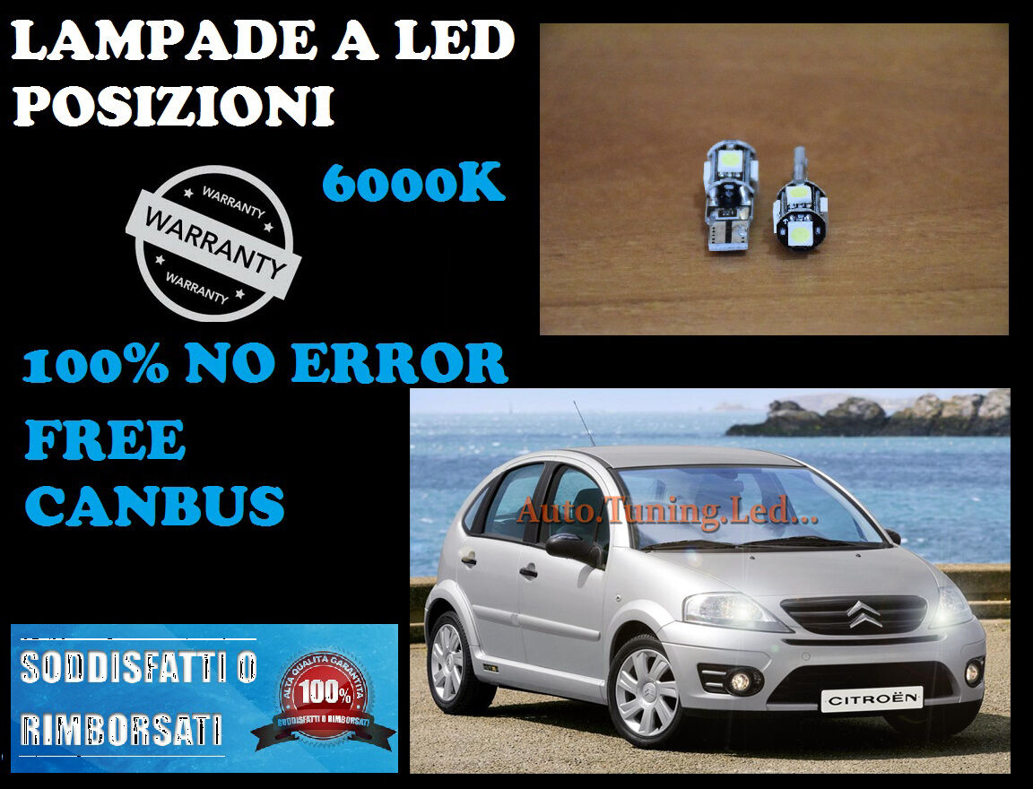 COPPIA LUCI POSIZIONI CITROEN C3 CANBUS H6W BIANCO GHIACCIO AUTOELEGANCERICAMBI