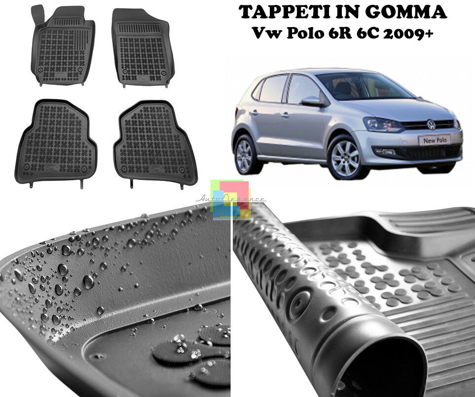 VW POLO 6R 6C 2009 IN POI TAPPETINI AUTO IN GOMMA - TAPPETI TOP QUALITA -1-