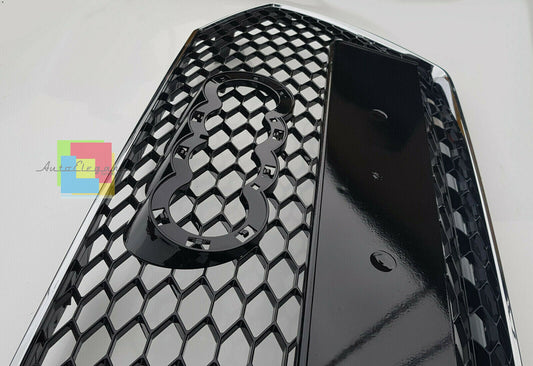 FRONT GRILLE NO LOGO AUDI A4 B9 2015+ RS4 HONEYCOMB GRILLE CHROME EDGE