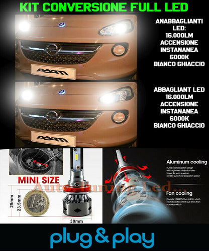 LAMPADE ANABBAGLIANTI + ABBAGLIANTI LED 16.000LM OPEL ADAM