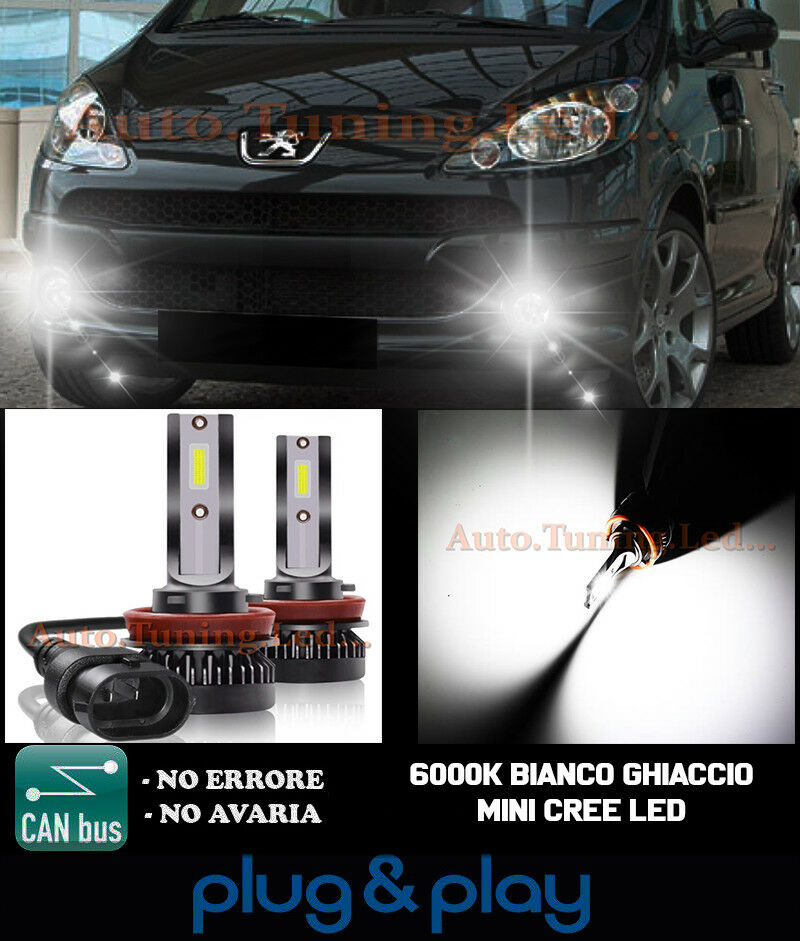 CREE LED FOG LIGHTS PEUGEOT 1007 CAMBUS ICE WHITE 8000LM