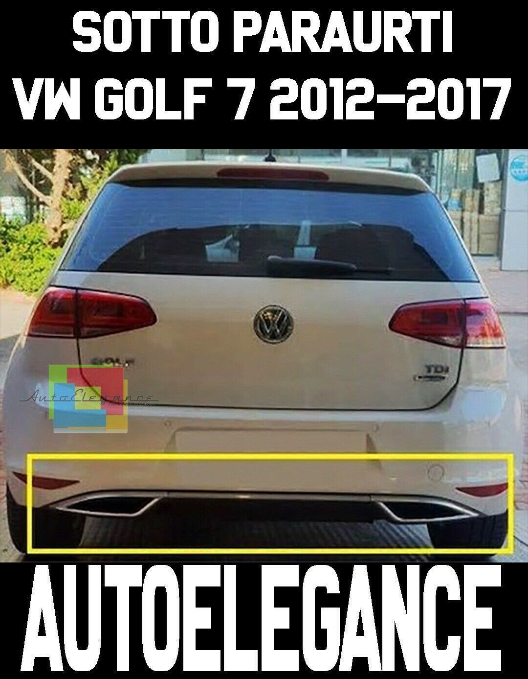 VW GOLF 7 VII 2012 AL 2017 DIFFUSORE POSTERIORE 7.5 LOOK SOTTO PARAURTI ABS