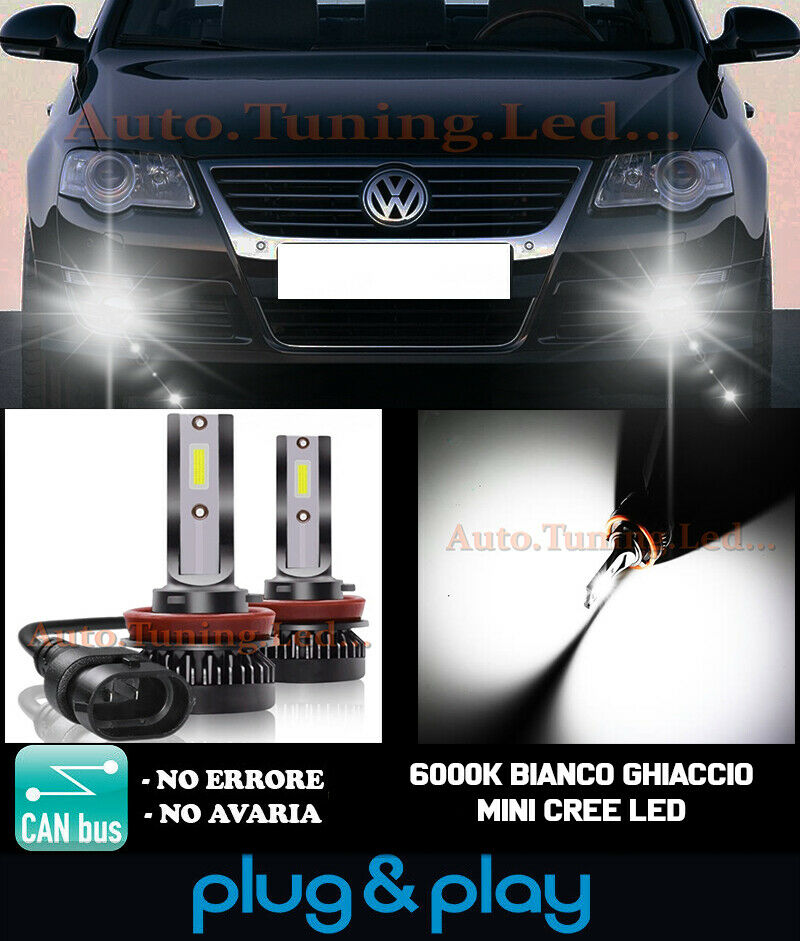 LAMPADE FENDINEBBIA A LED CREE VW PASSAT B6 05-10 CAMBUS BIANCO GHIACCIO 8000LM