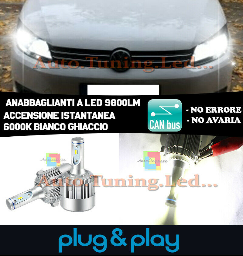 LAMPADE ANABBAGLIANTI LED VW TOURAN NO AVARIA 9800LM PLUG AND PLAY .-