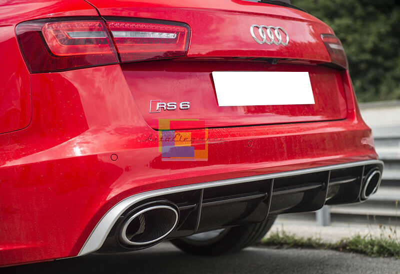 COPPIA TERMINALI DI SCARICO AUDI A6 4G C7 2011-2015 OVALI ACCIAIO LOOK RS6 AUTOELEGANCERICAMBI