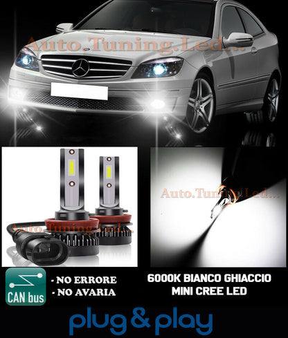 LAMPADE FENDINEBBIA A LED CREE MERCEDES CLASSE CLC CAMBUS BIANCO GHIACCIO 8000LM