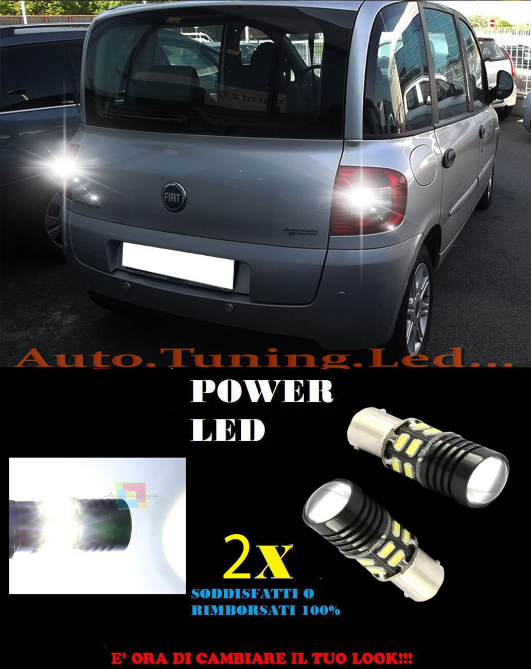 LED REVERSING LIGHTS P21W BA15 FIAT MULTIPLA 2 6000K CANBUS NO ERROR