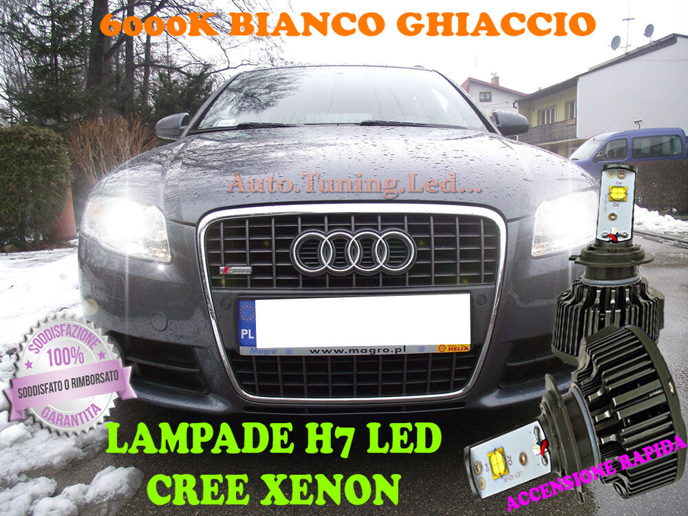 AUDI A4 B7 04-07 LAMPADE H7 CREE XENON ANABBAGLIANTE 6000K BIANCO PURO AUTOELEGANCERICAMBI