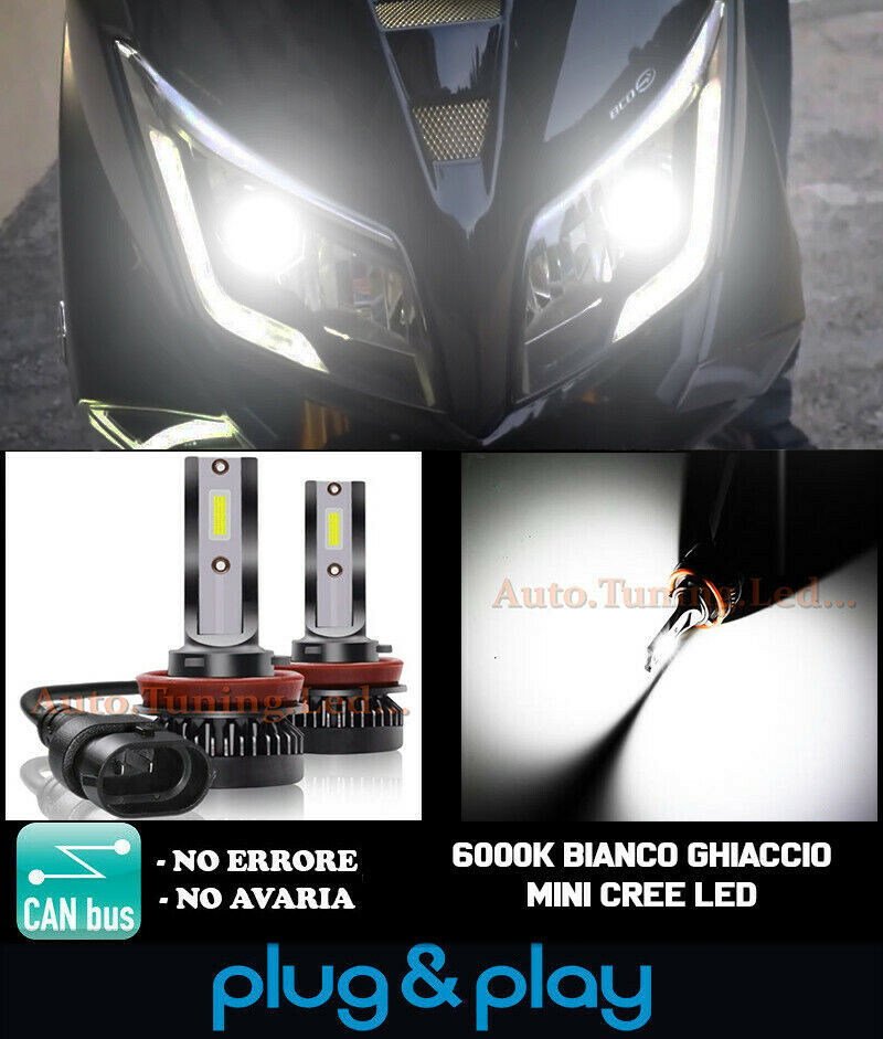 YAMAHA T-MAX 530 LAMPADE LED H11 6000K CANBUS 9000LM ANABBAGLIANTI ABBAGLIANTI