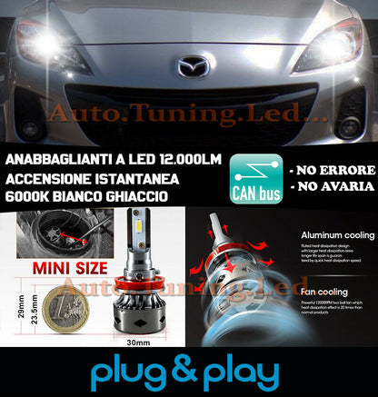 LAMPADE ANABBAGLIANTI LED MAZDA 3 BL ISTANTANEO NO AVARIA 12.000LM