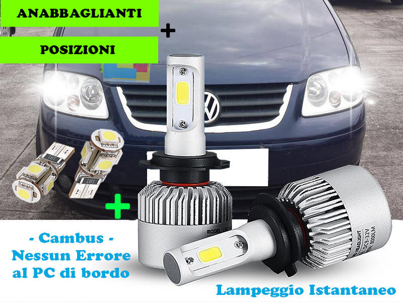 LAMPADE ANABBAGLIANTI CREE LED + T10 POSIZIONI PER VW TOURAN 1T 2003-2010