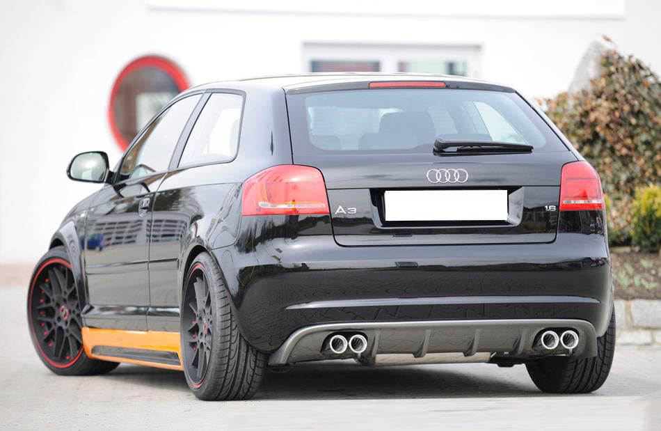 AUDI A3 8P 2008-2012 LIFT DIFFUSORE DOPPIO SCARICO RS3 IN ABS NERO LUCIDO AUTOELEGANCERICAMBI