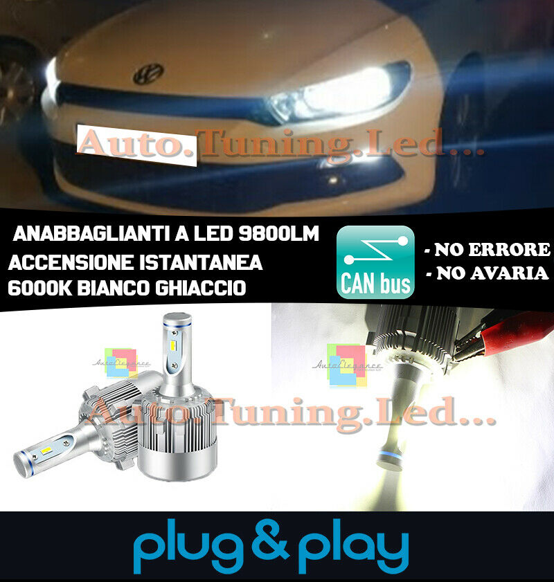 LED LOW BEAM HEADLIGHTS VW SCIROCCO 2008+ NO FAILURE 9800LM PLUG AND PLAY .-