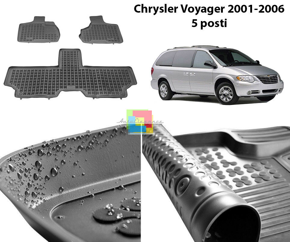 CHRYSLER VOYAGER 01-06 5 POSTI TAPPETINI AUTO IN GOMMA - TAPPETI TOP QUALITA -1 AUTOELEGANCERICAMBI