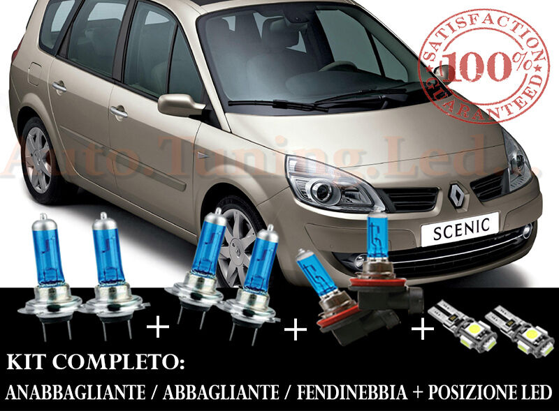 RENAULT GRAND SCENIC 04-09 SET COMPLETO LAMPADE BLU XENON + POSIZIONE A LED