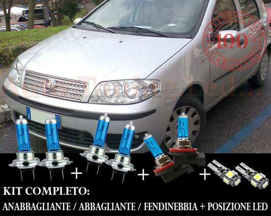 FIAT PUNTO 188 1999-2010 COMPLETE SET BLUE XENON LAMPS + LED POSITION