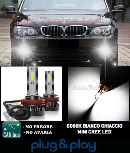 LAMPADE FENDINEBBIA A LED CREE BMW SERIE 7 E65 E66 CAMBUS BIANCO GHIACCIO 8000LM