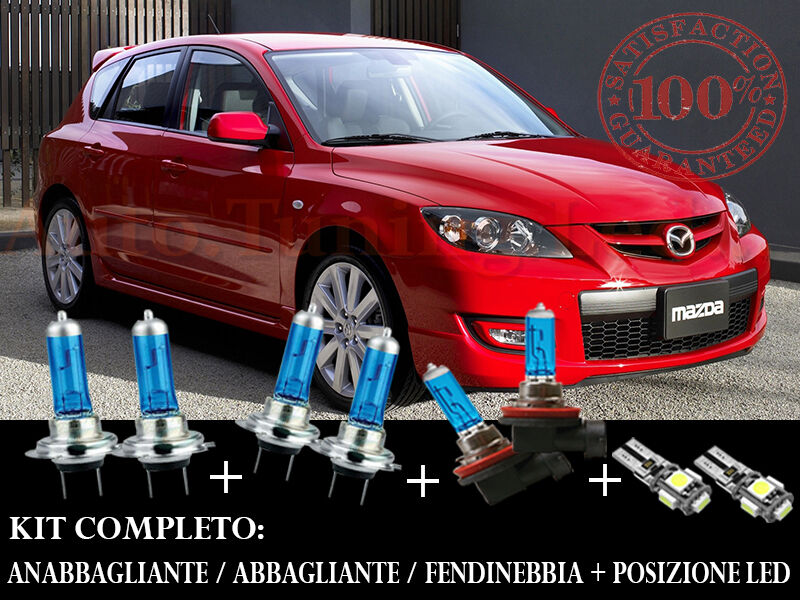 MAZDA 3 2003-2009 SET COMPLETO LAMPADE BLU XENON + POSIZIONE A LED