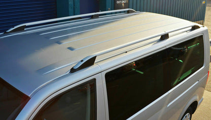 VW T5 2003-2015 BASE CORTA BARRE SUL TETTO MANCORRENTI SATINATI PORTAPACCHI .-