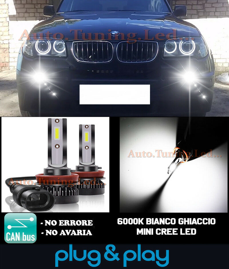 LAMPADE FENDINEBBIA A LED CREE BMW X3 E83 CAMBUS BIANCO GHIACCIO 8000LM