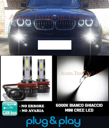 LAMPADE FENDINEBBIA A LED CREE BMW X3 E83 CAMBUS BIANCO GHIACCIO 8000LM
