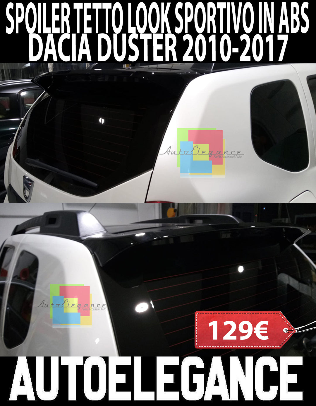 DACIA DUSTER I MK1 2010-2017 SPOILER TETTO ALETTONE DESIGN SPORTIVO IN ABS AUTOELEGANCERICAMBI