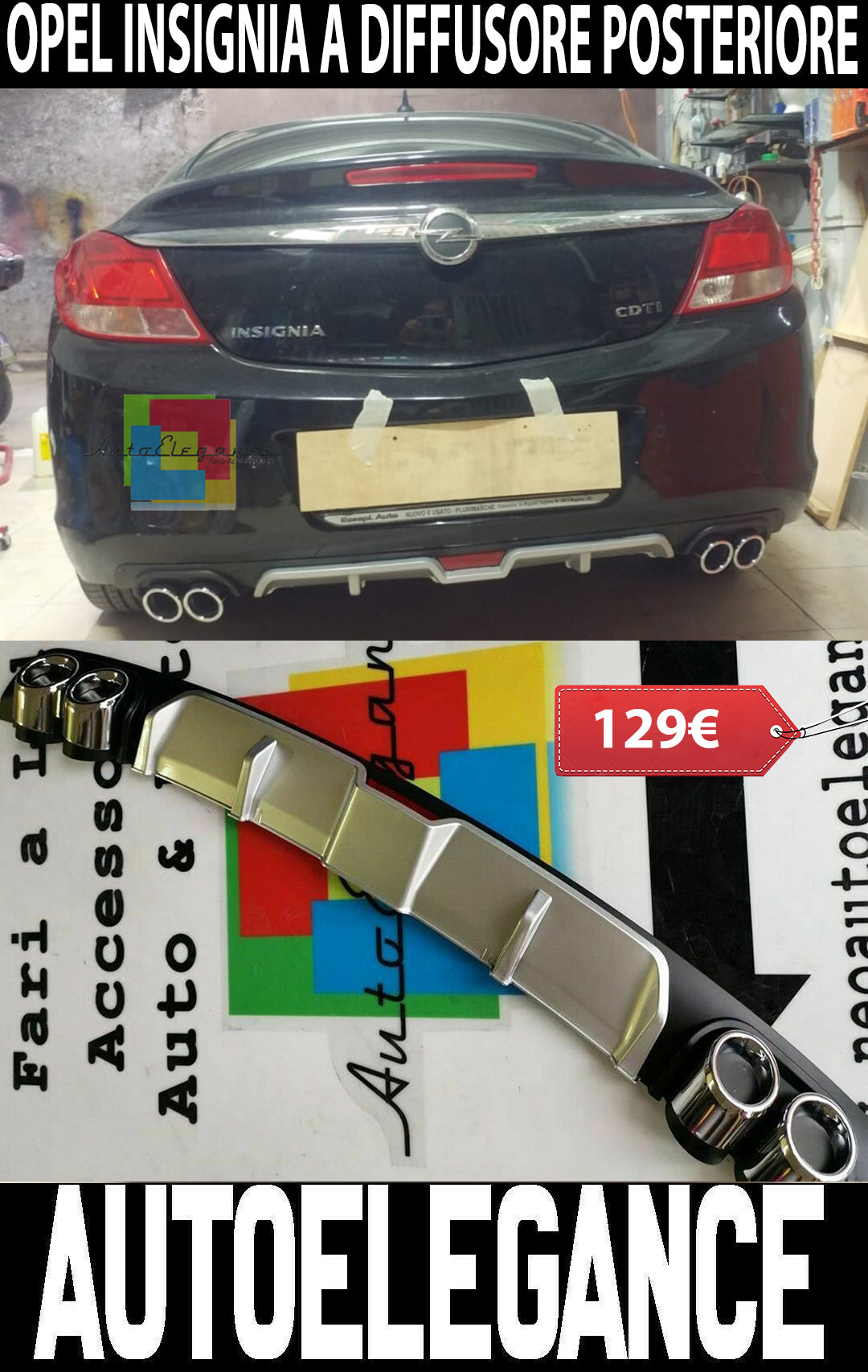 OPEL INSIGNIA A DIFFUSER UNDER REAR BUMPER AESTHETIC ABS / PLASTIC