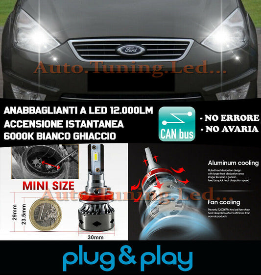 LAMPADE ANABBAGLIANTI LED FORD GALAXY II ISTANTANEO NO AVARIA 12.000LM