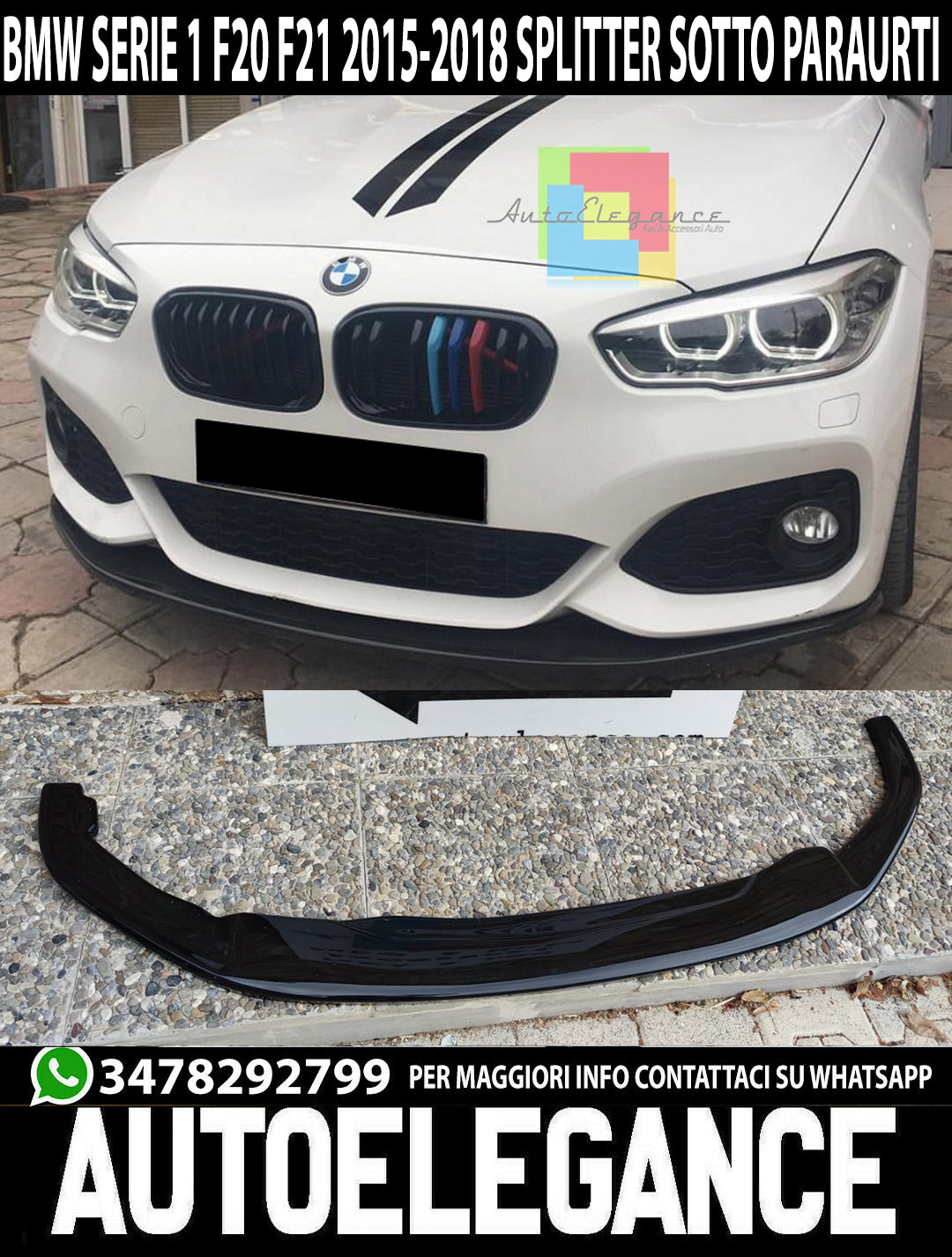 BMW 1 SERIES F20 F21 2015-2018 FRONT BUMPER SPOILER LIP SPLITTER ABS