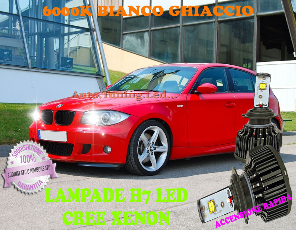 BMW SERIE 1 E87 LAMPADE H7 CREE XENON ABBAGLIANTI 6000K BIANCO RAPIDO AUTOELEGANCERICAMBI