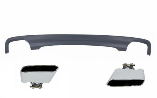 Dual Outlet Air Diffuser Suitable for BMW F10 F11 Sedan Touring 5 Series (2011-2017) 550i Design with Exhaust Tips Square Design