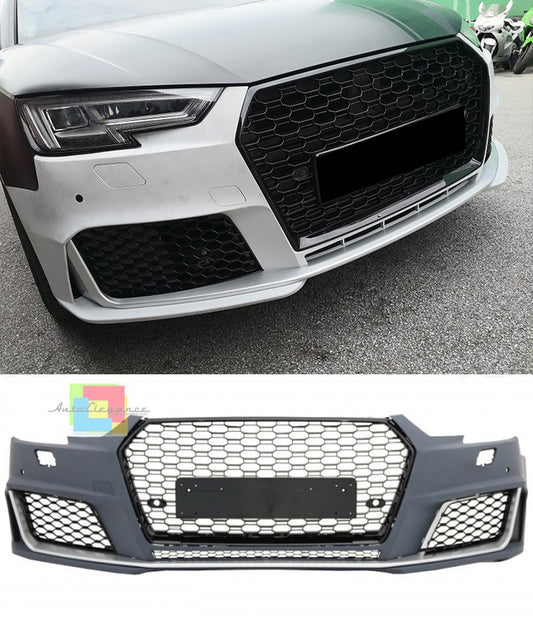 AUDI A4 B9 2015-2018 PARAURTI ANTERIORE COMPLETO + GRIGLIA ANTERIORE LOOK RS4 AUTOELEGANCERICAMBI