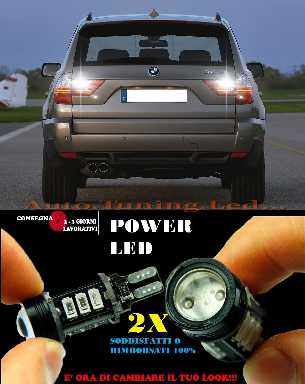 BMW X3 E83 dal 09/2006 6000K LAMPADE RETROMARCIA A LED T15 W16W CANBUS NO ERROR AUTOELEGANCERICAMBI