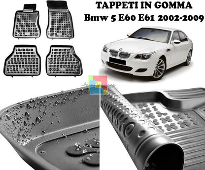 BMW SERIE 5 E60 E61 2002-2009 TAPPETINI AUTO IN GOMMA - TAPPETI TOP QUALITA -1- AUTOELEGANCERICAMBI