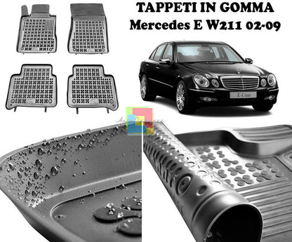 MERCEDES CLASSE E W211 02-09 TAPPETINI AUTO IN GOMMA - TAPPETI TOP QUALITA -1-