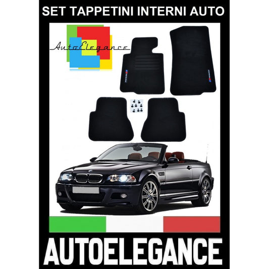 BMW SERIE 3 M3 E46 CABRIO 2001-2007 SET TAPPETINI IN VELLUTO DI ALTA QUALITA' SPECIFICO AUTOELEGANCERICAMBI