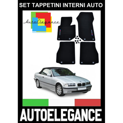 BMW SERIE 3 CABRIO E36 1993-2000 SET TAPPETINI IN VELLUTO DI ALTA QUALITA' SPECIFICO AUTOELEGANCERICAMBI