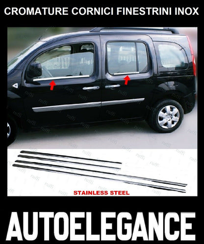CROMATURA CORNICI FINESTRINI 4PZ MERCEDES CITAN 2012+ INOX ADESIVO 0032 AUTOELEGANCERICAMBI