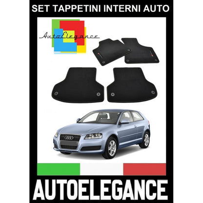 AUDI A3 8P 2003-2012 SET TAPPETINI IN VELLUTO DI ALTA QUALITA' SPECIFICO AUTOELEGANCERICAMBI