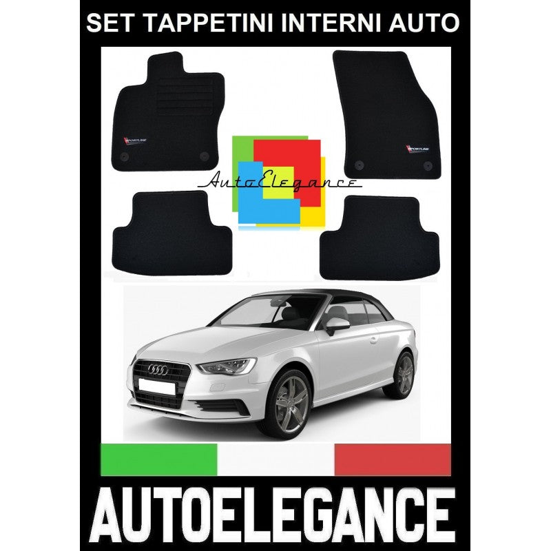 AUDI A3 8V CABRIO 2013-2016 SET TAPPETINI IN MOQUETTE DI ALTA QUALITA' SPECIFICO AUTOELEGANCERICAMBI