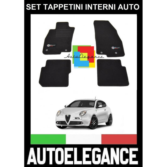 ALFA ROMEO MITO 955 2016+ SET TAPPETINI IN MOQUETTE DI ALTA QUALITA' SPECIFICO AUTOELEGANCERICAMBI