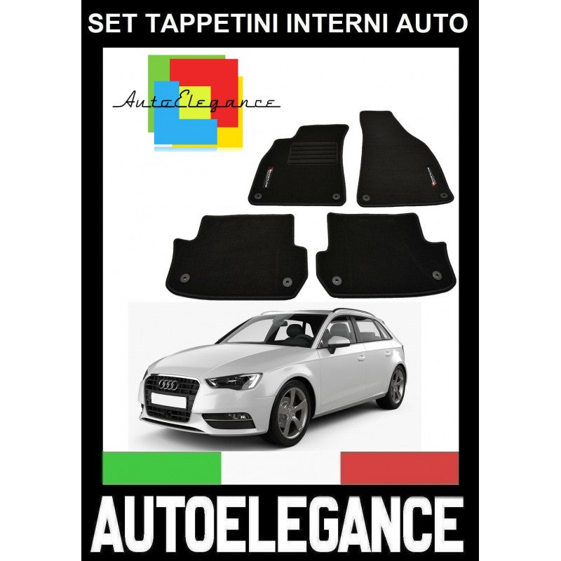 AUDI A3 8V SPORTBACK 2012+ SET TAPPETINI IN MOQUETTE DI ALTA QUALITA' SPECIFICO AUTOELEGANCERICAMBI