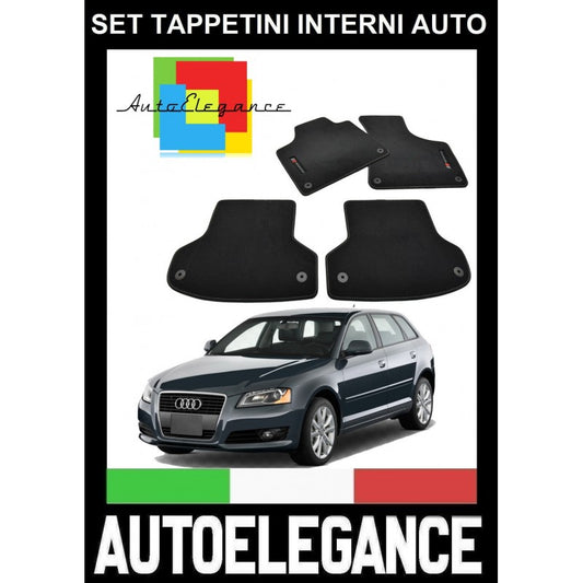 AUDI A3 8P SPORTBACK 2003-2012 SET TAPPETINI IN VELLUTO DI ALTA QUALITA' SPECIFICO AUTOELEGANCERICAMBI