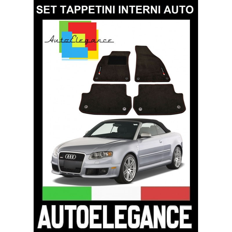 AUDI A4 8H B6 B7 CABRIO 2002-2009 SET TAPPETINI IN VELLUTO DI ALTA QUALITA' SPECIFICO AUTOELEGANCERICAMBI