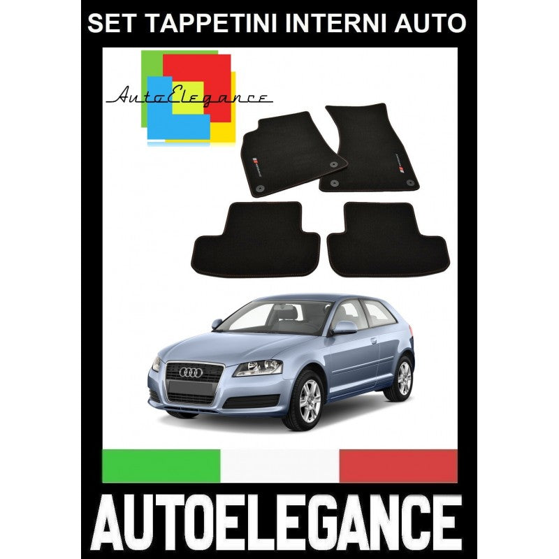 AUDI A3 8P 2003-2012 SET TAPPETINI IN VELLUTO DI ALTA QUALITA' SPECIFICO AUTOELEGANCERICAMBI