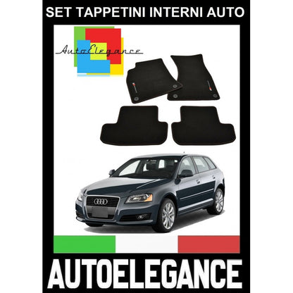 AUDI A3 SPORTBACK 8P 2003-2012 SET TAPPETINI IN VELLUTO DI ALTA QUALITA' SPECIFICO AUTOELEGANCERICAMBI